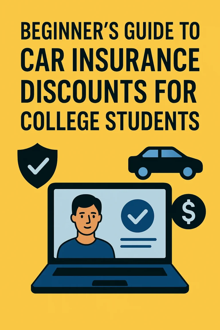 Infographic showing a student, car, and insurance icons with discount visuals