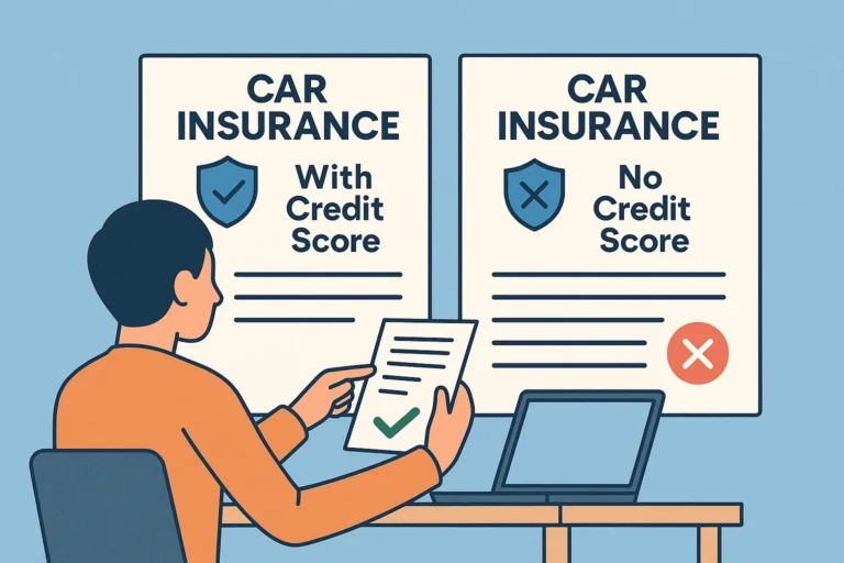 A person comparing car insurance options without a credit score