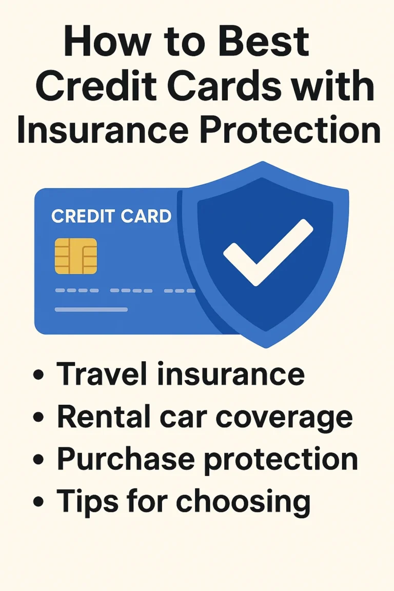 Illustration of a credit card with a shield representing insurance protection benefits.