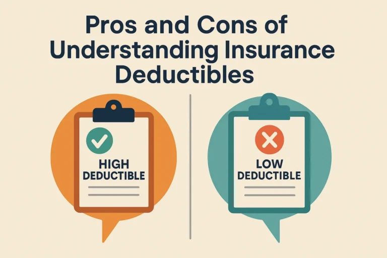 Comparison between high and low insurance deductibles illustrated with clipboards and icons