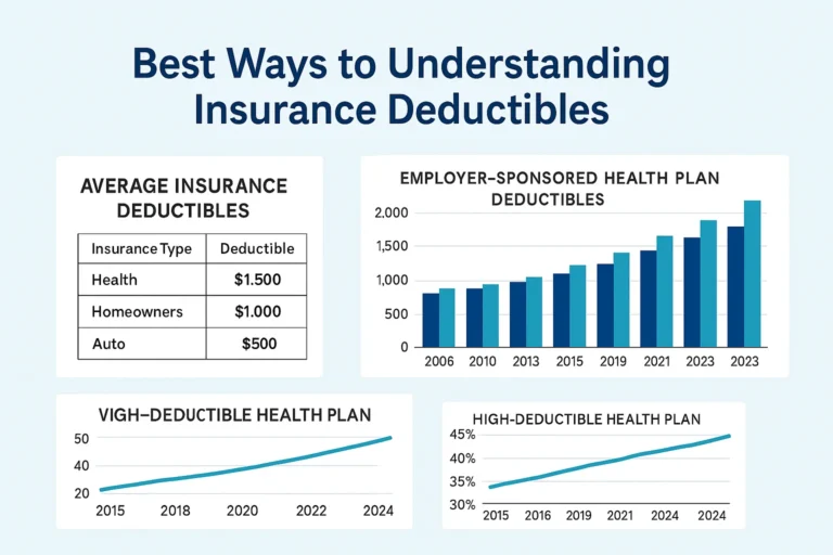 Graphs and charts illustrating insurance deductible comparisons across sectors