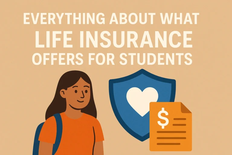 Student with insurance icons representing life insurance benefits