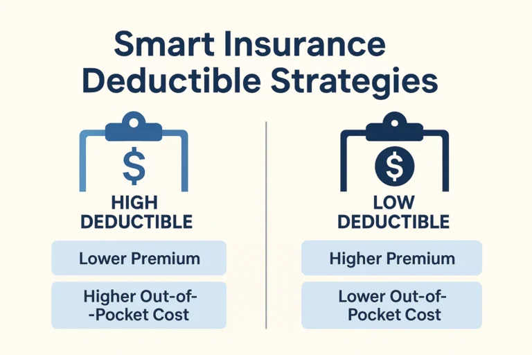 A side-by-side visual comparison of high vs low insurance deductibles.