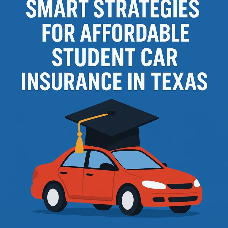 Illustration of a red car with a graduation cap symbolizing student car insurance in Texas